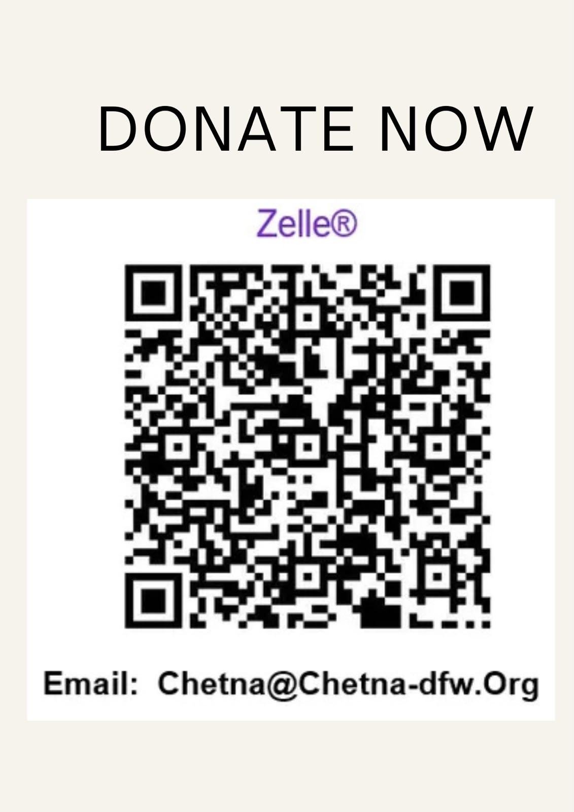 CHETNA Zelle Donation QR Code